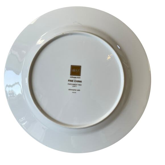 Mikasa Parchment Red Dinner Plates 11in Set of 4 Fine Porcelain NEW - Picture 7 of 16